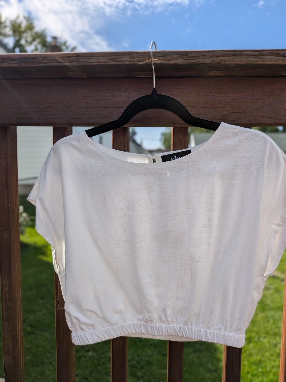 Lulu's White Elastic-Hem Cropped Top With Skirt Set